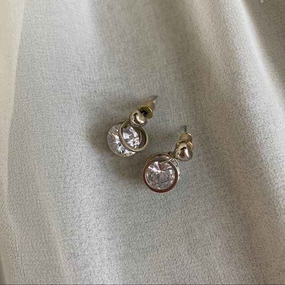 VTG CZ Diamond Front Back Circle Dangle Earrings - Picture 5 of 6
